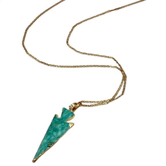 Spell Jewelry - Long 18kgp Chain with Turquoise & Howlite Pendant